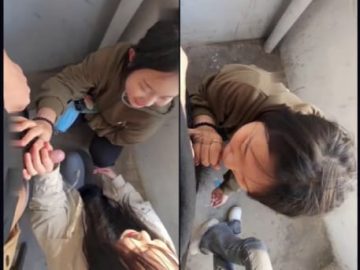 Hai em còn ngại ngùng lần đầu được bú cu